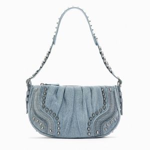 NWT ZARA Studded Denim Shoulder Bag
